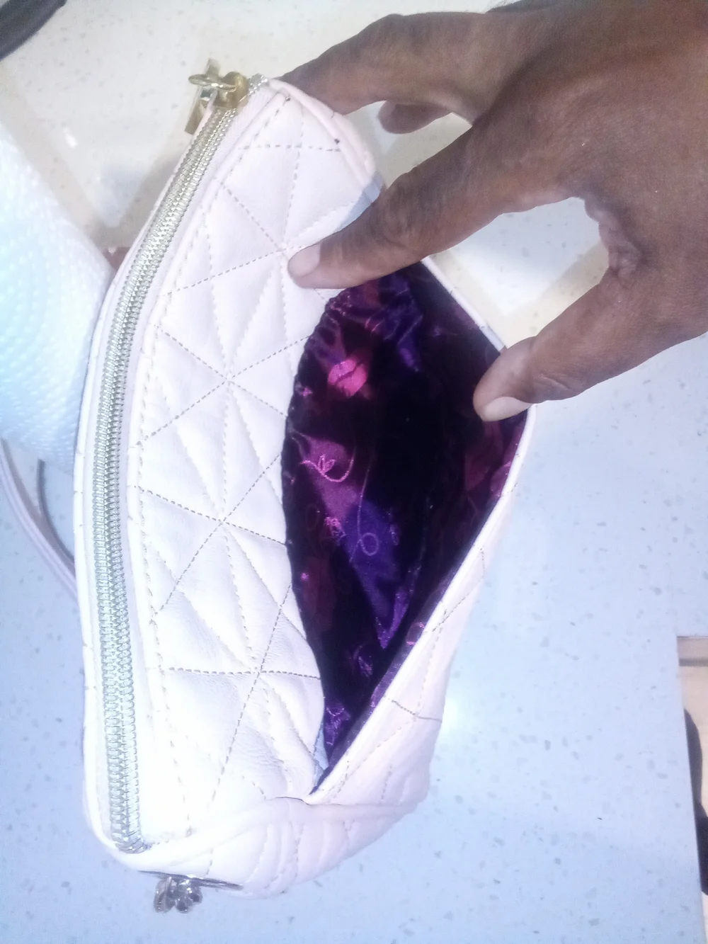 Betsey Johnson Pink Quilted Crossbody Bag With Gold Hearts Details